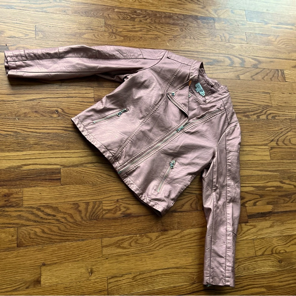 Molly Bracken faux leather pink shiny coat!